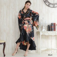 画像2: 再入荷！帯付き花魁着物ロングドレス (2)