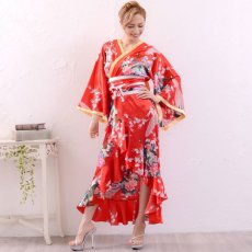 画像6: 再入荷！【8カラー】孔雀和柄花魁着物ドレス 花魁 ロング キャバドレス コスチューム コスプレ (6)