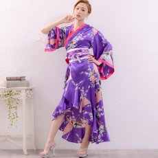 画像9: 再入荷！【8カラー】孔雀和柄花魁着物ドレス 花魁 ロング キャバドレス コスチューム コスプレ (9)