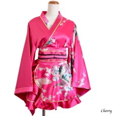 画像16: 再入荷！孔雀柄ミニ着物ドレス 和柄 よさこい 花魁 コスプレ キャバドレス (16)