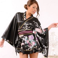 画像1: 再入荷！孔雀柄ミニ着物ドレス 和柄 よさこい 花魁 コスプレ キャバドレス (1)