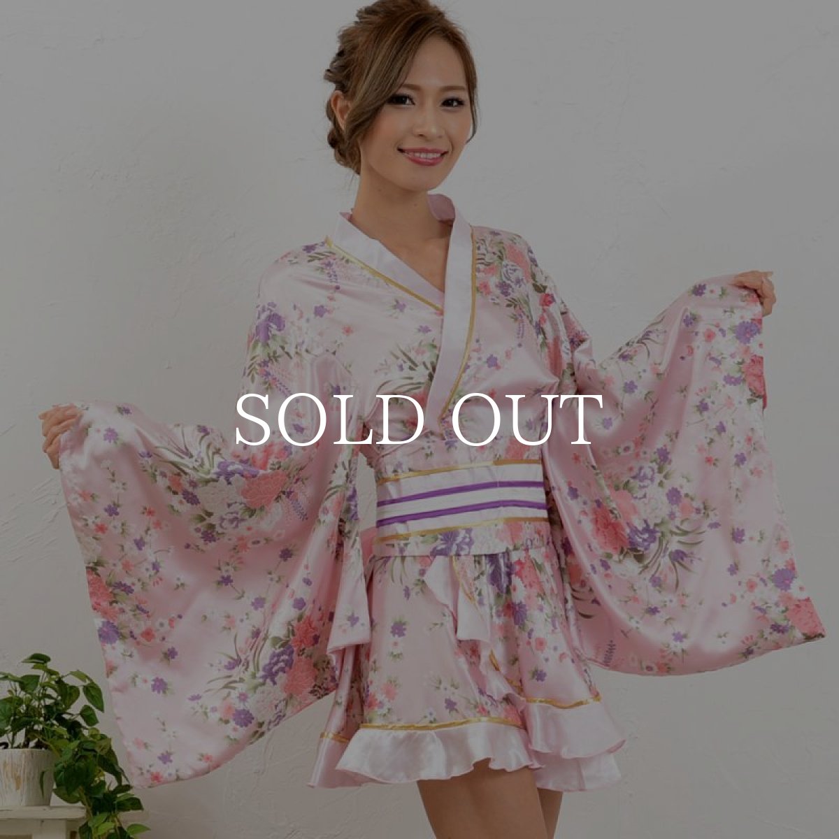 画像9: 再入荷！ゴールドパイピングフリルサテンミニ着物ドレス コスプレキャバドレス よさこい 花魁 (9)