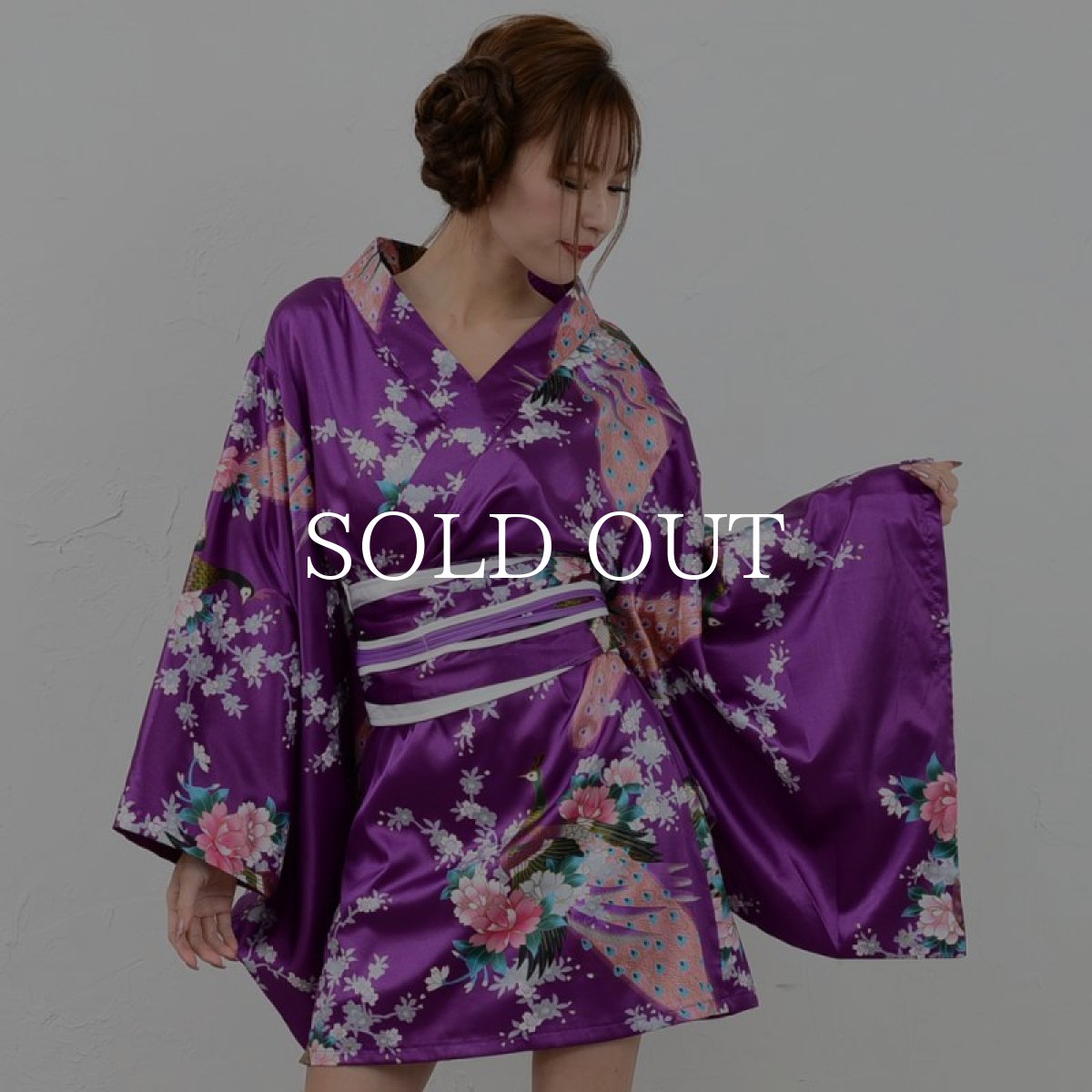 画像1: 再入荷！サテン和柄豪華花魁ミニ着物ドレス 和柄 よさこい 花魁 コスプレ キャバドレス (1)