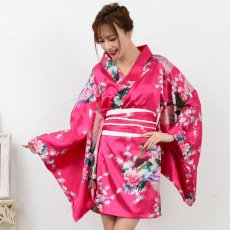 画像7: 再入荷！サテン和柄豪華花魁ミニ着物ドレス 和柄 よさこい 花魁 コスプレ キャバドレス (7)