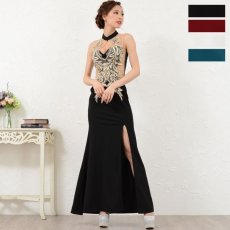 画像4: 再入荷！豪華刺繍セクシースリットフリルロングドレス　パーティードレス キャバドレス (4)