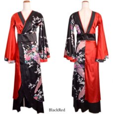 画像6: ツートンカラー孔雀和柄ロング着物ドレス よさこい 花魁 コスプレ キャバドレス (6)