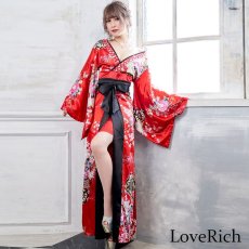 画像5: 残りわずか！【SALE20％OFF】サテン花車リボンロング着物ドレス コスチューム コスプレキャバドレス 花魁 (5)