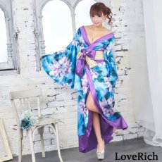 画像13: 残りわずか！【SALE20％OFF】サテン花柄ロング着物ドレス 衣装 ダンス よさこい 花魁 コスプレ キャバドレス (13)
