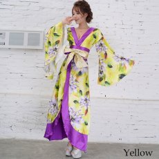 画像2: 残りわずか！【SALE20％OFF】サテン花柄ロング着物ドレス 衣装 ダンス よさこい 花魁 コスプレ キャバドレス (2)