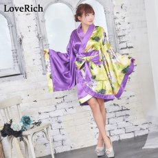 画像6: 残りわずか！【SALE20％OFF】【5カラー】ツートンカラー花柄着物ドレス 和柄 衣装 ダンス よさこい 花魁 コスプレ キャバドレス (6)
