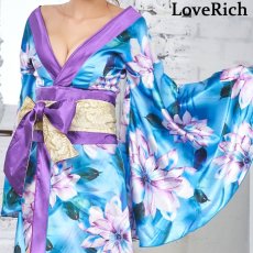 画像16: 残りわずか！【SALE20％OFF】サテン花柄ロング着物ドレス 衣装 ダンス よさこい 花魁 コスプレ キャバドレス (16)