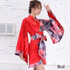 画像4: 残りわずか！【SALE20％OFF】【5カラー】ツートンカラー花柄着物ドレス 和柄 衣装 ダンス よさこい 花魁 コスプレ キャバドレス (4)