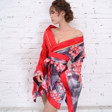 画像3: 残りわずか！【SALE20％OFF】【5カラー】ツートンカラー花柄着物ドレス 和柄 衣装 ダンス よさこい 花魁 コスプレ キャバドレス (3)