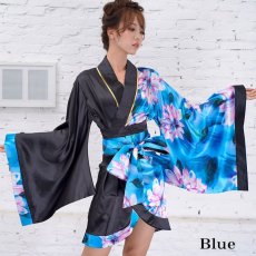 画像1: 残りわずか！【SALE20％OFF】【5カラー】ツートンカラー花柄着物ドレス 和柄 衣装 ダンス よさこい 花魁 コスプレ キャバドレス (1)