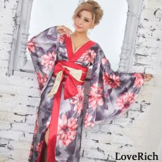 画像8: 残りわずか！【SALE20％OFF】サテン花柄ロング着物ドレス 衣装 ダンス よさこい 花魁 コスプレ キャバドレス (8)