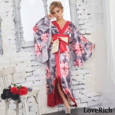 画像11: 残りわずか！【SALE20％OFF】サテン花柄ロング着物ドレス 衣装 ダンス よさこい 花魁 コスプレ キャバドレス (11)