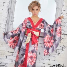 画像9: 残りわずか！【SALE20％OFF】サテン花柄ロング着物ドレス 衣装 ダンス よさこい 花魁 コスプレ キャバドレス (9)