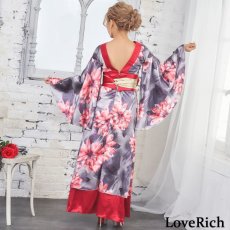 画像14: 残りわずか！【SALE20％OFF】サテン花柄ロング着物ドレス 衣装 ダンス よさこい 花魁 コスプレ キャバドレス (14)