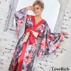 画像10: 残りわずか！【SALE20％OFF】サテン花柄ロング着物ドレス 衣装 ダンス よさこい 花魁 コスプレ キャバドレス (10)