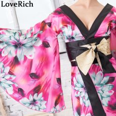画像15: 残りわずか！【SALE20％OFF】サテン花柄ロング着物ドレス 衣装 ダンス よさこい 花魁 コスプレ キャバドレス (15)