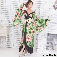 画像5: 残りわずか！【SALE20％OFF】サテン花柄ロング着物ドレス 衣装 ダンス よさこい 花魁 コスプレ キャバドレス (5)