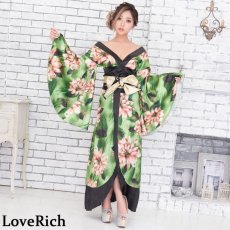 画像1: 残りわずか！【SALE20％OFF】サテン花柄ロング着物ドレス 衣装 ダンス よさこい 花魁 コスプレ キャバドレス (1)