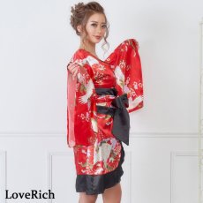 画像7: 在庫限り！【SALE20％OFF】【5カラー/2点セット】和柄 花魁 着物 ミニ ドレス 衣装 ダンス よさこい コスプレ キャバドレス (7)