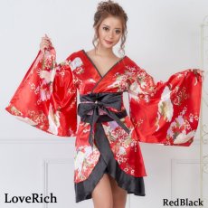 画像8: 在庫限り！【SALE20％OFF】【5カラー/2点セット】和柄 花魁 着物 ミニ ドレス 衣装 ダンス よさこい コスプレ キャバドレス (8)