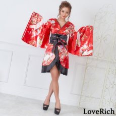 画像6: 在庫限り！【SALE20％OFF】【5カラー/2点セット】和柄 花魁 着物 ミニ ドレス 衣装 ダンス よさこい コスプレ キャバドレス (6)