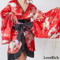 画像14: 在庫限り！【SALE20％OFF】【5カラー/2点セット】和柄 花魁 着物 ミニ ドレス 衣装 ダンス よさこい コスプレ キャバドレス (14)