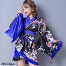 画像2: 再入荷！【8カラー】ツートンカラー孔雀和柄着物ドレス 和柄 衣装 ダンス よさこい 花魁 コスプレ キャバドレス (2)