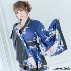 画像5: 再入荷！【9カラー】ツートンカラー 花魁 フリル ミニ 着物ドレス 孔雀柄 和柄 ダンス よさこい コスプレ キャバドレス (5)