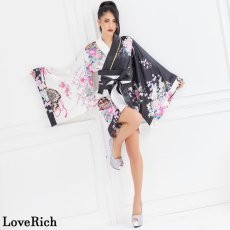 画像9: 再入荷！【4カラー/2点セット】ツートンカラー ミニ 和柄 花魁 着物 ドレス ダンス よさこい 花魁 コスプレ キャバドレス (9)