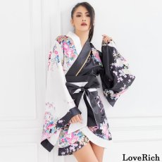 画像8: 再入荷！【4カラー/2点セット】ツートンカラー ミニ 和柄 花魁 着物 ドレス ダンス よさこい 花魁 コスプレ キャバドレス (8)