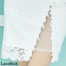 画像14: 【3000円ぽっきり】アシンメトリー 立体フラワーモチーフ スリット 総レース キャバドレス ミニドレス (14)