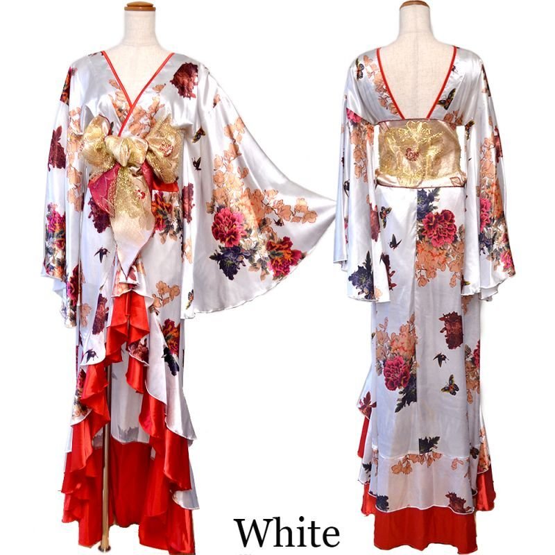 5カラー/3点セット】フリル 豪華 花魁 着物 ドレス イベント コスプレ