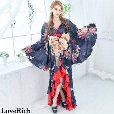 画像4: 再入荷！【5カラー/3点セット】フリル 豪華 蝶々柄 花魁 着物 ドレス イベント コスプレ キャバドレス ハロウィン (4)