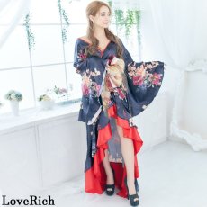 画像5: 再入荷！【5カラー/3点セット】フリル 豪華 蝶々柄 花魁 着物 ドレス イベント コスプレ キャバドレス ハロウィン (5)