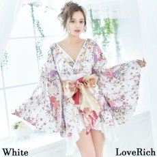 画像6: 再入荷！【4カラー/3点セット】豪華 帯 フリル 花柄 ミニ 花魁 着物 ドレス コスプレ イベント キャバドレス (6)