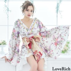 画像5: 再入荷！【4カラー/3点セット】豪華 帯 フリル 花柄 ミニ 花魁 着物 ドレス コスプレ イベント キャバドレス (5)