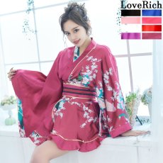 画像8: 再入荷！孔雀柄ミニ着物ドレス 和柄 よさこい 花魁 コスプレ キャバドレス (8)