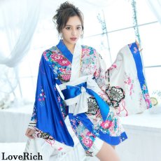 画像4: 再入荷！【4カラー/2点セット】ツートンカラー ミニ 和柄 花魁 着物 ドレス ダンス よさこい 花魁 コスプレ キャバドレス (4)