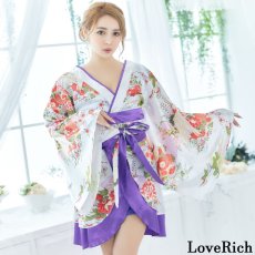 画像3: 再入荷！【5カラー/2点セット】和柄 花魁 着物 ミニ ドレス 衣装 ダンス よさこい コスプレ キャバドレス (3)