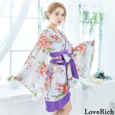 画像4: 再入荷！【5カラー/2点セット】和柄 花魁 着物 ミニ ドレス 衣装 ダンス よさこい コスプレ キャバドレス (4)