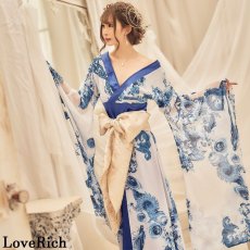 画像5: 再入荷！【高級ライン】【3カラー/3点セット】花柄 シフォン ロング 豪華 帯 リボン 花魁 着物 ドレス コスプレ 衣装 コスチューム イベント ハロウィン (5)