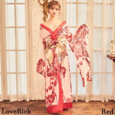 画像3: 再入荷！【高級ライン】【3カラー/3点セット】花柄 シフォン ロング 豪華 帯 リボン 花魁 着物 ドレス コスプレ 衣装 コスチューム イベント ハロウィン (3)