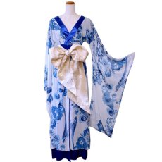 画像14: 再入荷！【高級ライン】【3カラー/3点セット】花柄 シフォン ロング 豪華 帯 リボン 花魁 着物 ドレス コスプレ 衣装 コスチューム イベント ハロウィン (14)