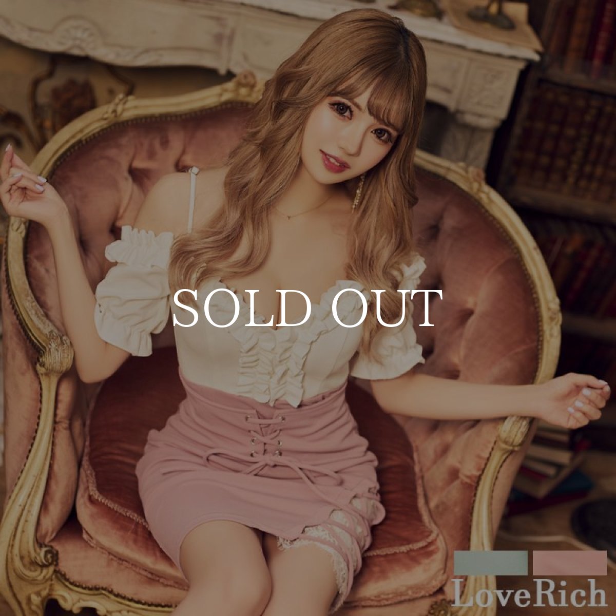 画像2: 残りわずか！【SALE30％OFF】【SMLサイズ＆新色追加】 フリル レースアップ クロスデザイン 谷間魅せ ボリュームスリーブ ミニドレス キャバドレス  (2)