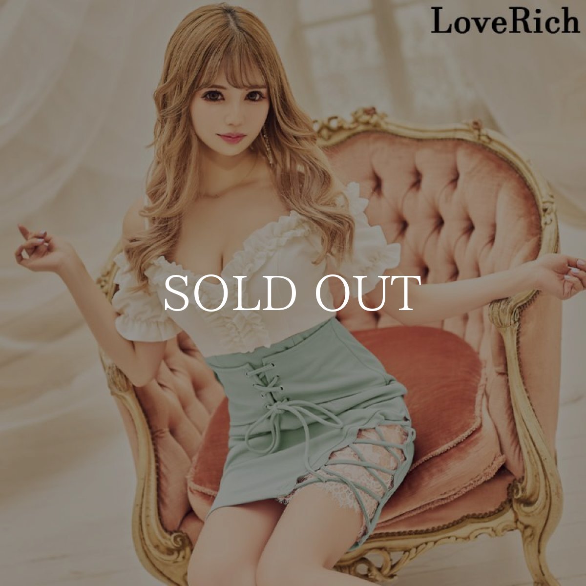 画像8: 残りわずか！【SALE30％OFF】【SMLサイズ＆新色追加】 フリル レースアップ クロスデザイン 谷間魅せ ボリュームスリーブ ミニドレス キャバドレス  (8)