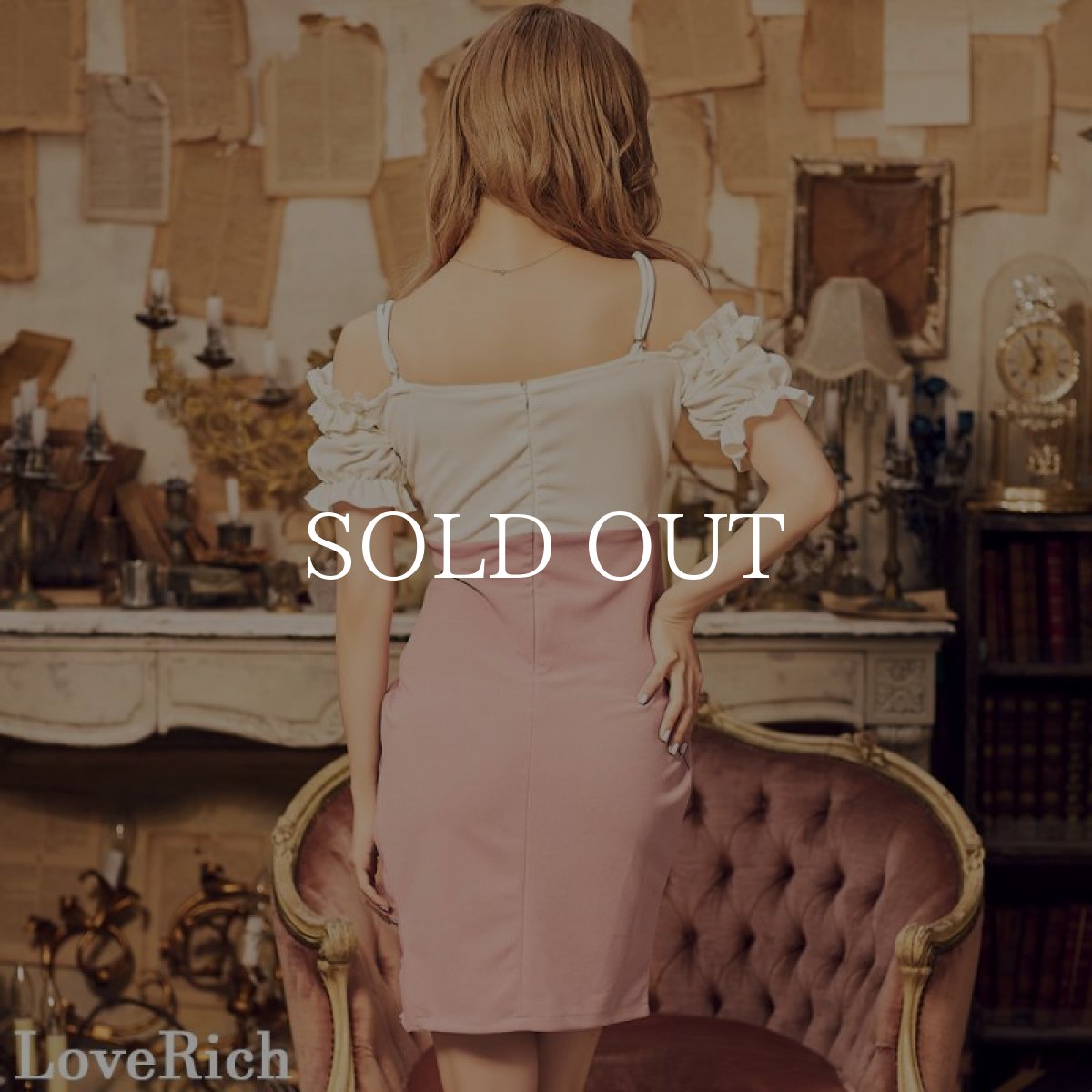 画像12: 残りわずか！【SALE30％OFF】【SMLサイズ＆新色追加】 フリル レースアップ クロスデザイン 谷間魅せ ボリュームスリーブ ミニドレス キャバドレス  (12)